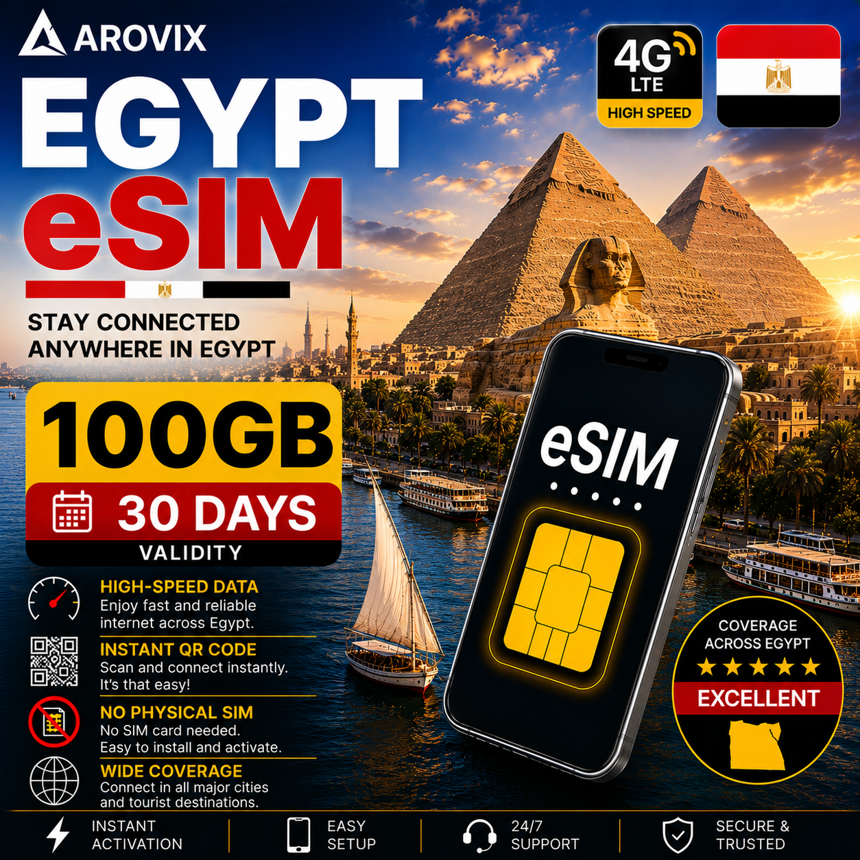 Egypt eSIM 100GB – 30 Days