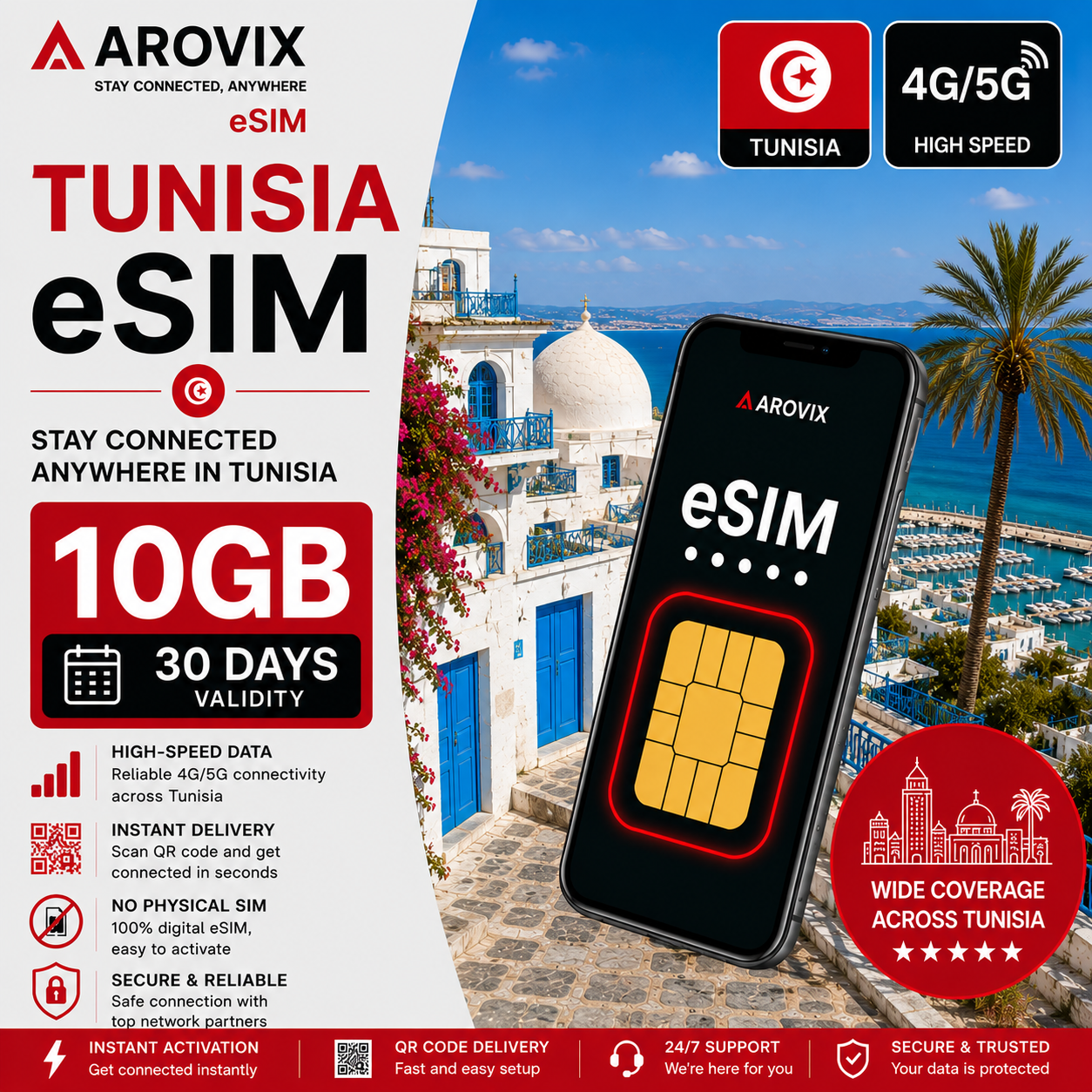 Tunisia eSIM 10GB – 30 Days