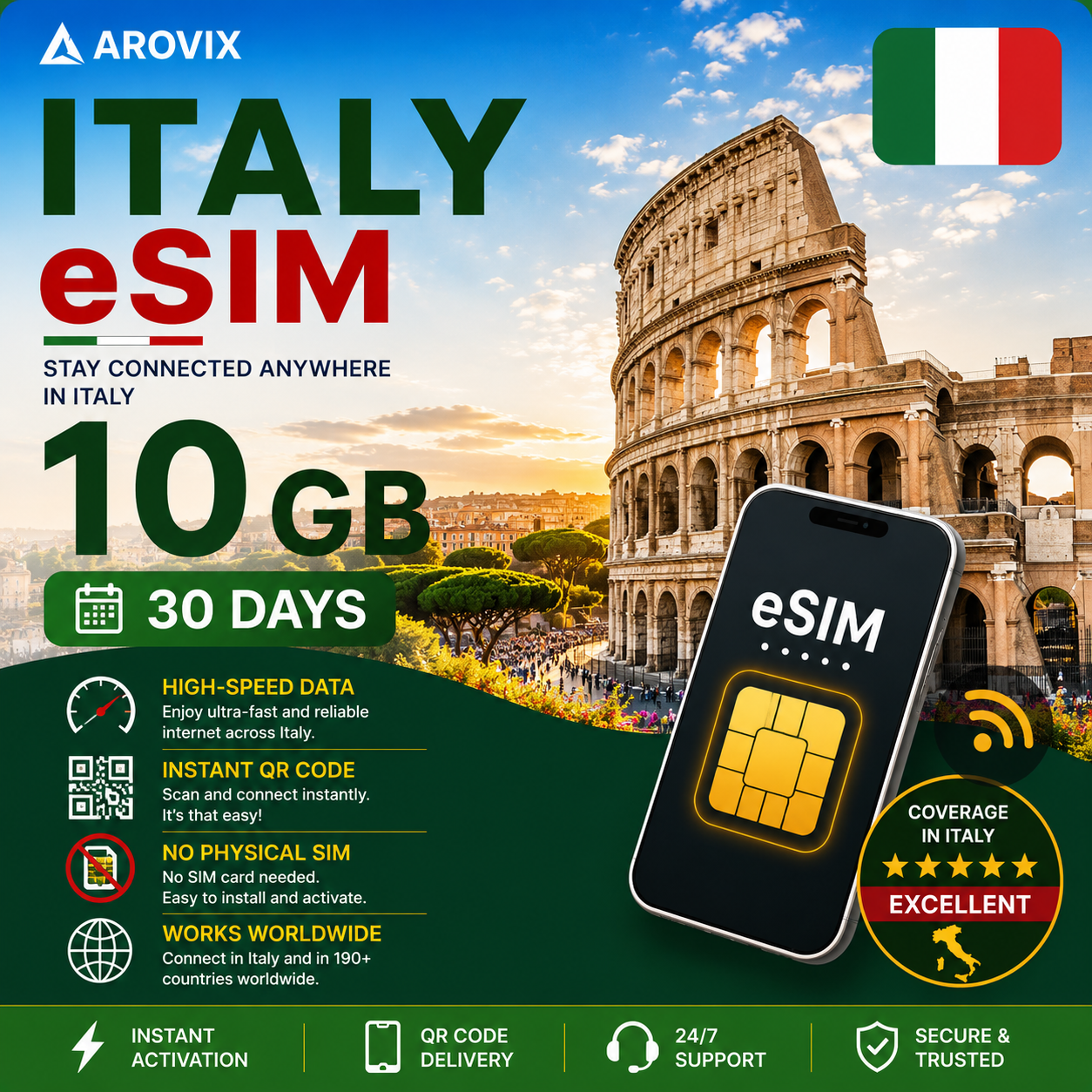 Italy eSIM - 10GB - 30 Days