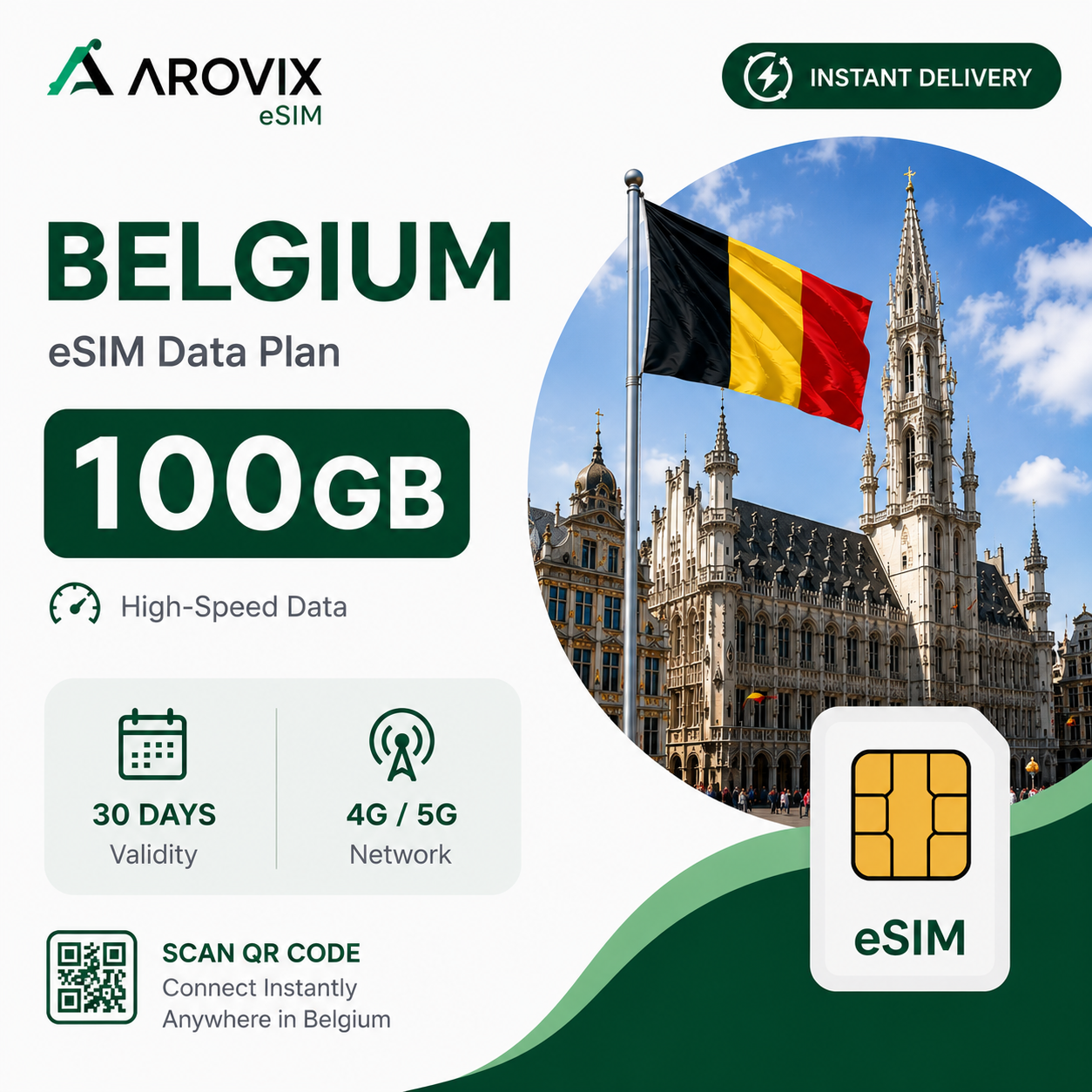 Belgium eSIM 100GB – 30 Days