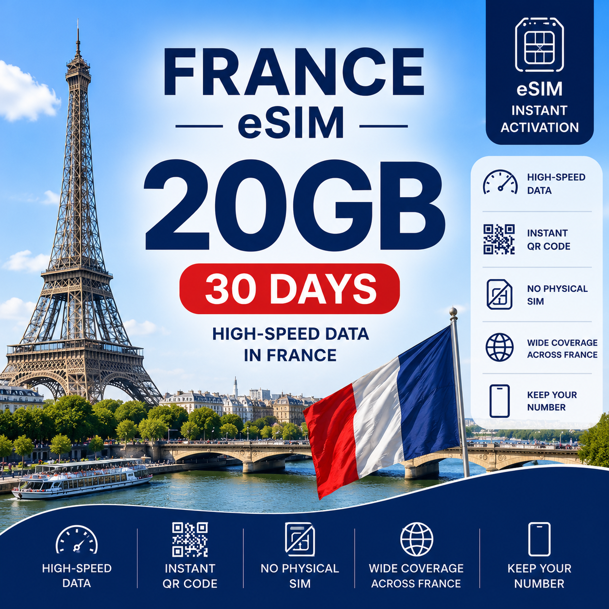 France eSIM -20GB - 30 Days
