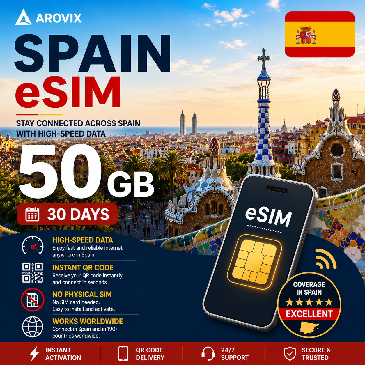Spain eSIM - 50GB- 30 Days
