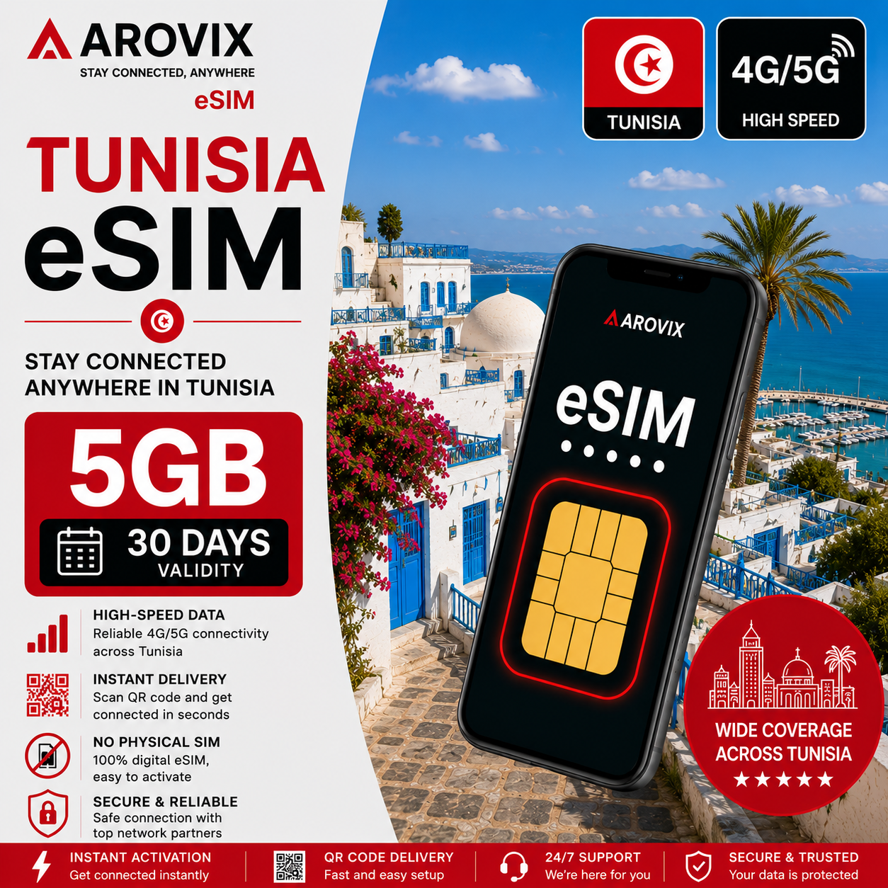 Tunisia eSIM 5GB – 30 Days