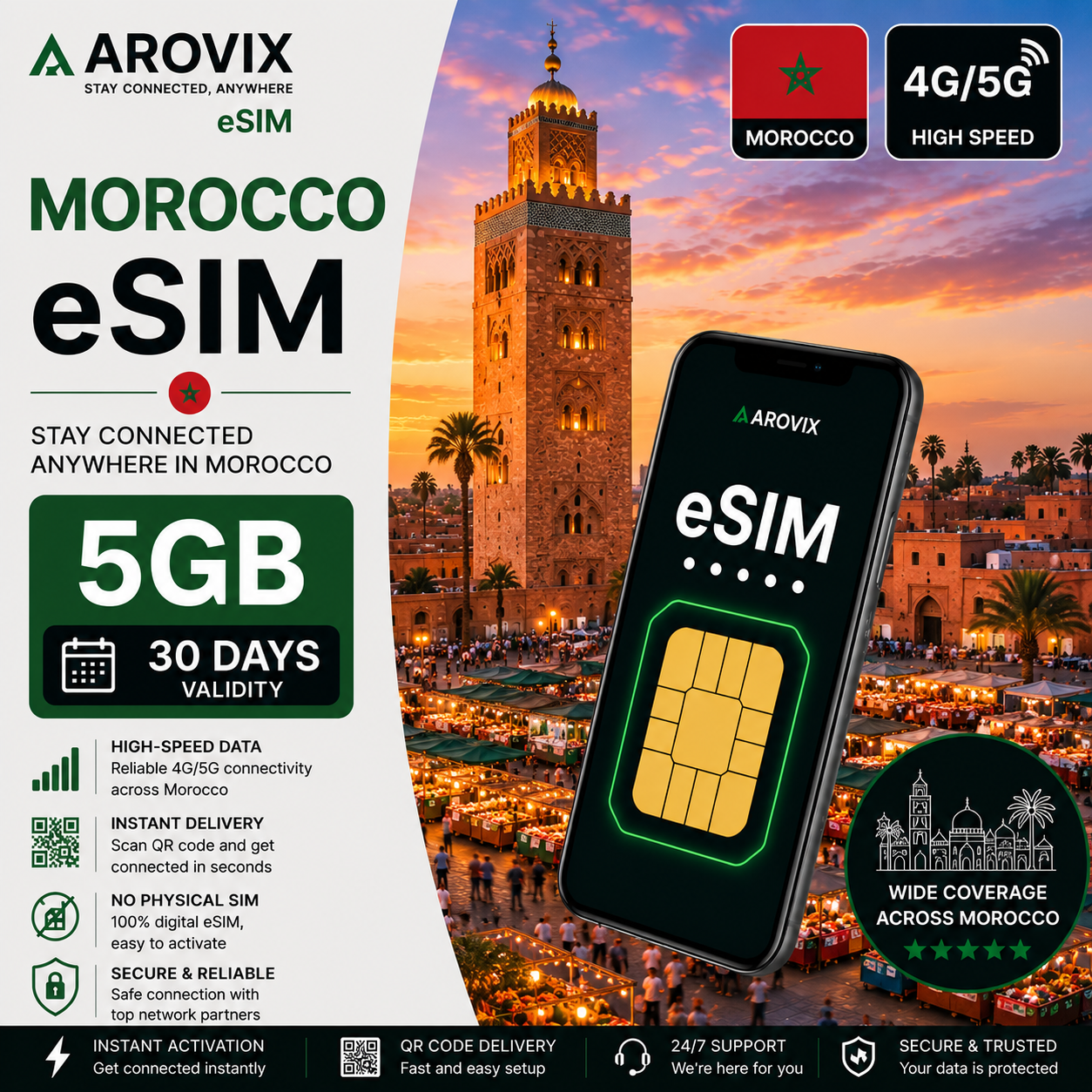 Morocco eSIM 5GB – 30 Days