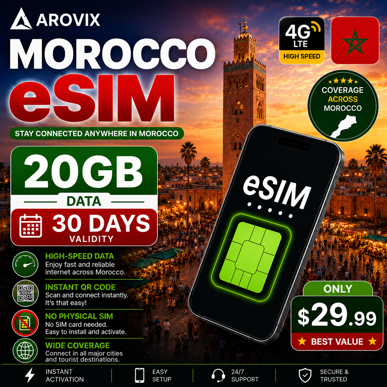 Morocco eSIM 20GB – 30 Days