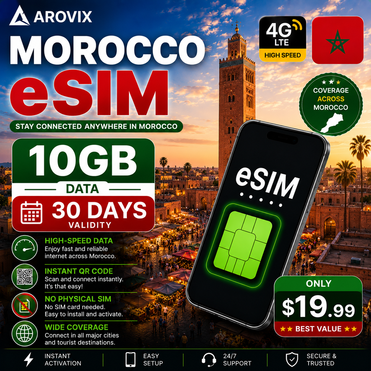 Morocco eSIM 10GB – 30 Days
