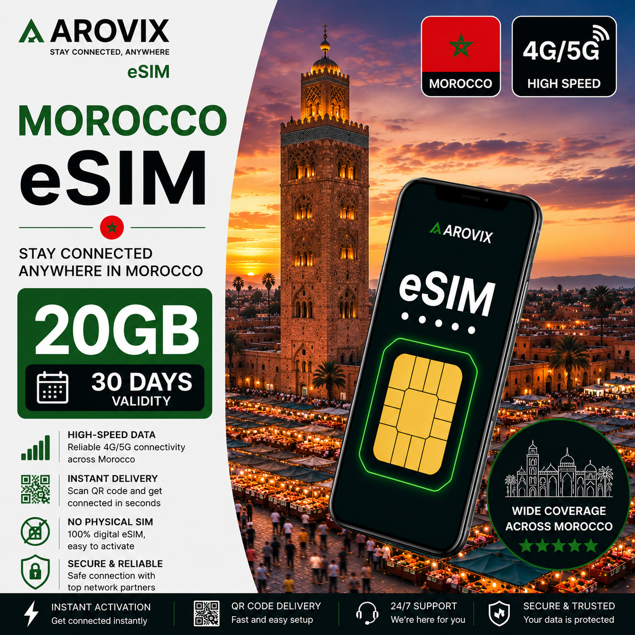 Morocco eSIM 20GB – 30 Days