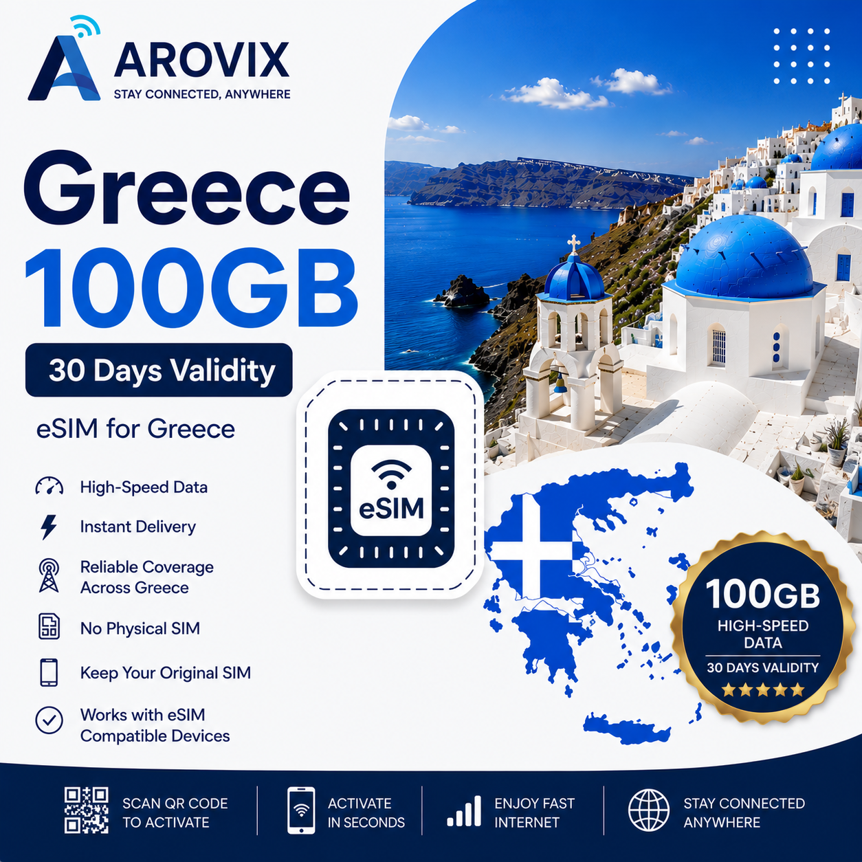 Greece eSIM-100 GB-30 Days