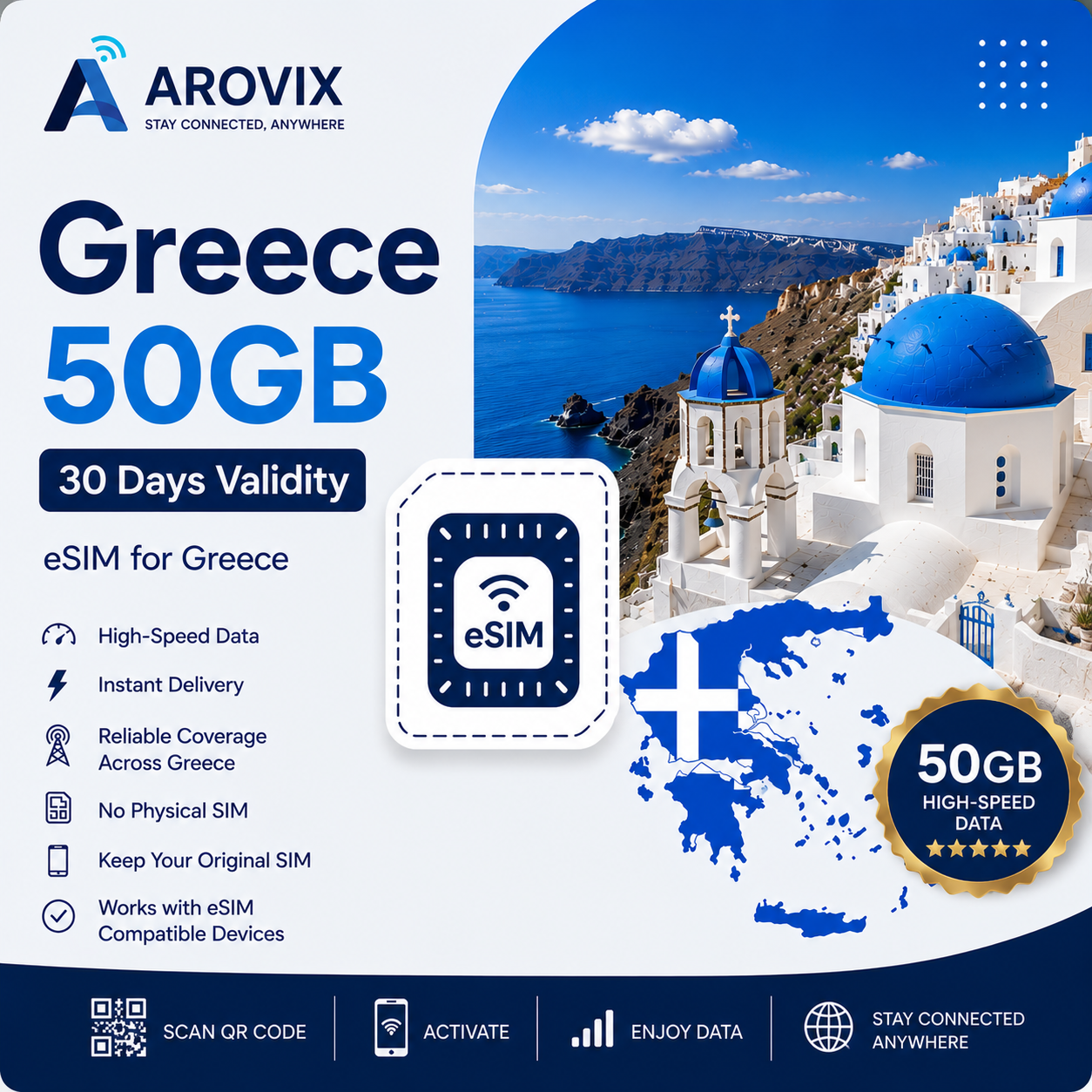 Greece eSIM -50GB-30 Days